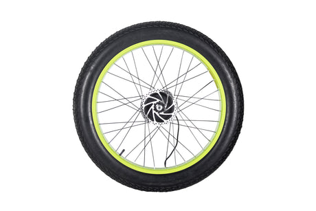 Electric bicycle rear wheel, including tires